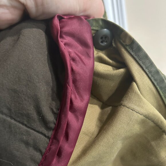 Vintage GAP Camo Anorak Jacket Womens Sz M Grunge Punk Stained Military Faux Fur - Picture 10 of 16